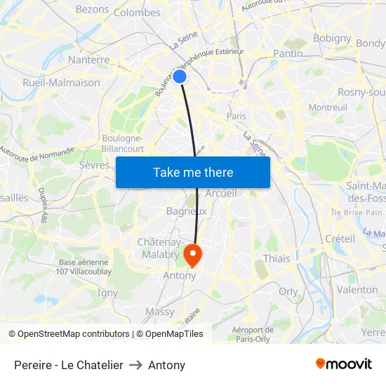 Pereire - Le Chatelier to Antony map