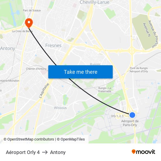 Aéroport Orly 4 to Antony map