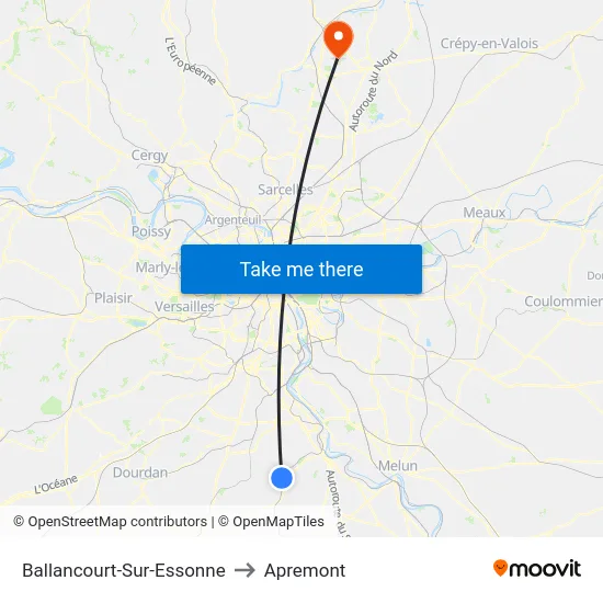 Ballancourt-Sur-Essonne to Apremont map