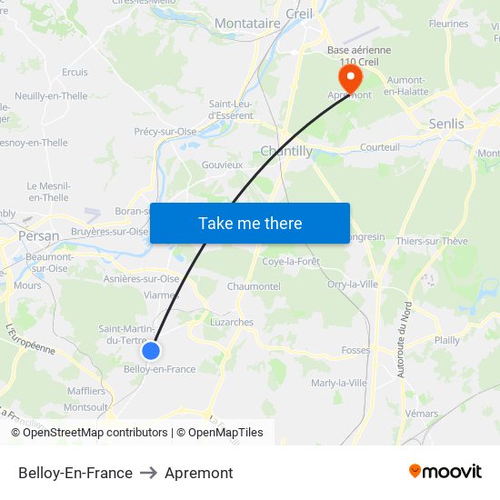 Belloy-En-France to Apremont map