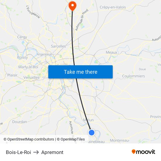 Bois-Le-Roi to Apremont map