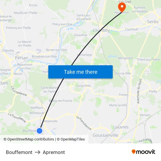 Bouffemont to Apremont map