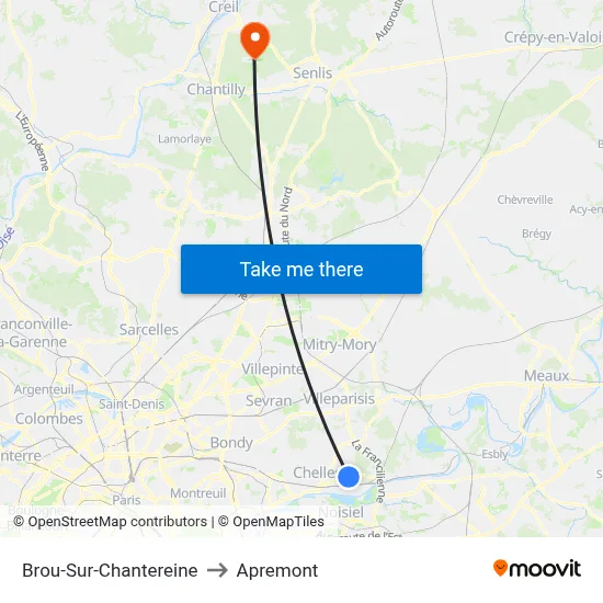 Brou-Sur-Chantereine to Apremont map