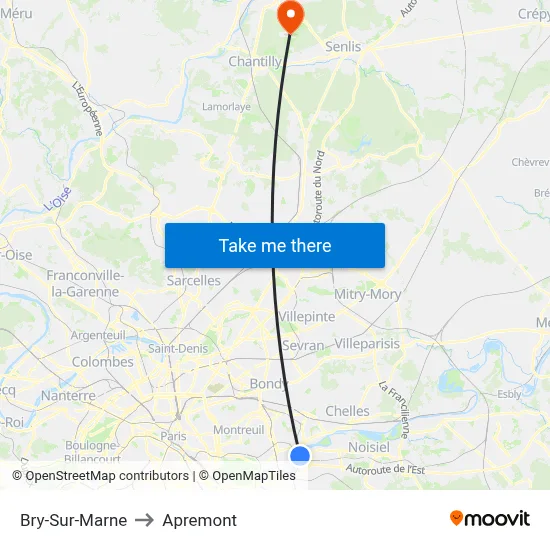 Bry-Sur-Marne to Apremont map