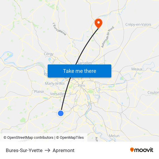 Bures-Sur-Yvette to Apremont map
