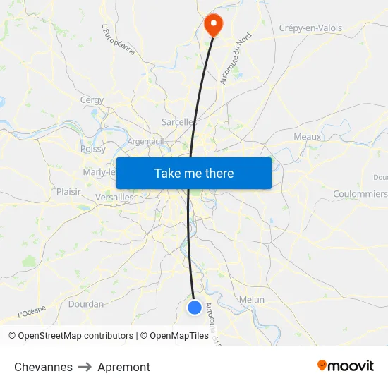 Chevannes to Apremont map