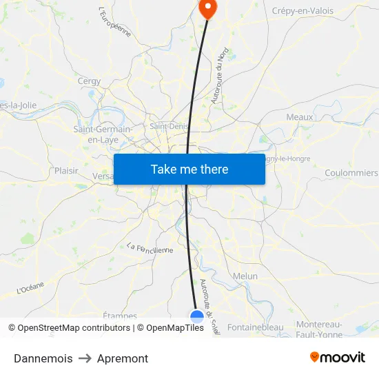 Dannemois to Apremont map
