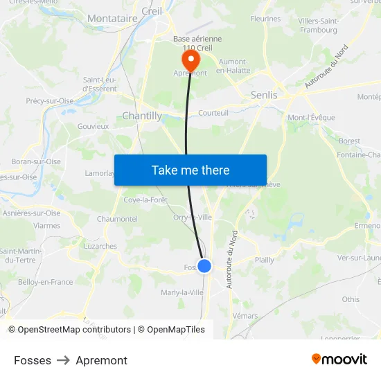 Fosses to Apremont map