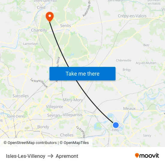 Isles-Les-Villenoy to Apremont map