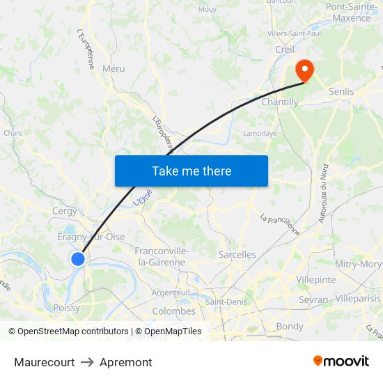 Maurecourt to Apremont map