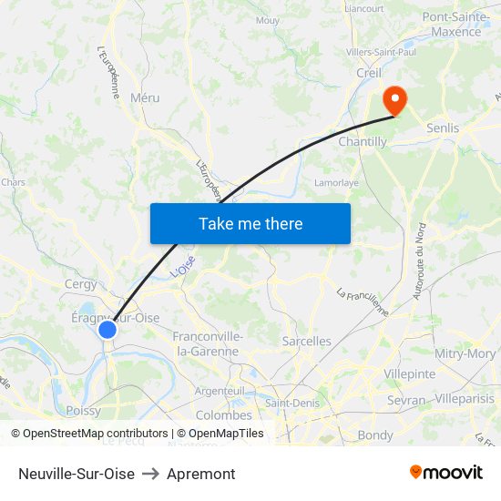 Neuville-Sur-Oise to Apremont map