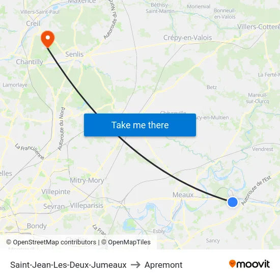 Saint-Jean-Les-Deux-Jumeaux to Apremont map