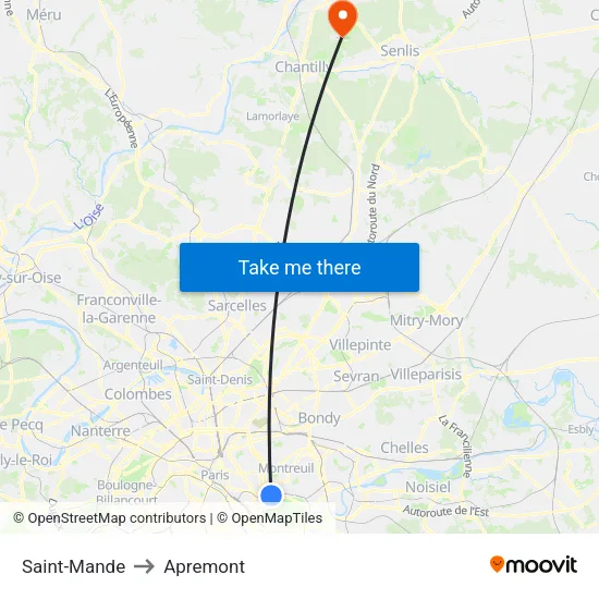 Saint-Mande to Apremont map