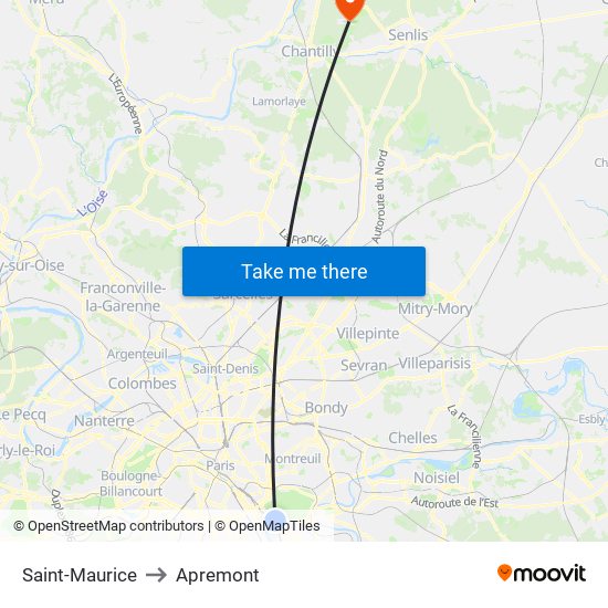 Saint-Maurice to Apremont map