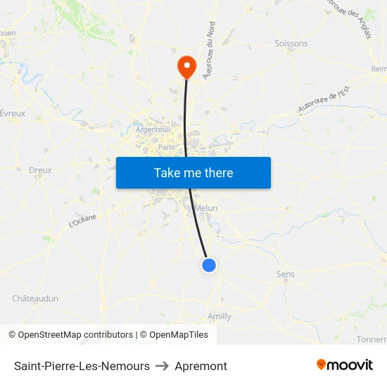 Saint-Pierre-Les-Nemours to Apremont map