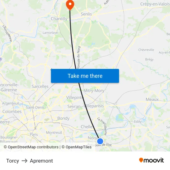 Torcy to Apremont map