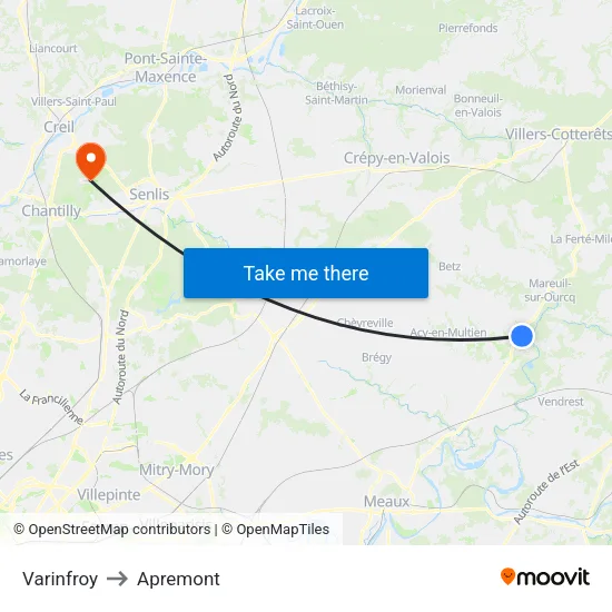 Varinfroy to Apremont map