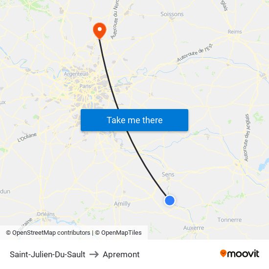 Saint-Julien-Du-Sault to Apremont map