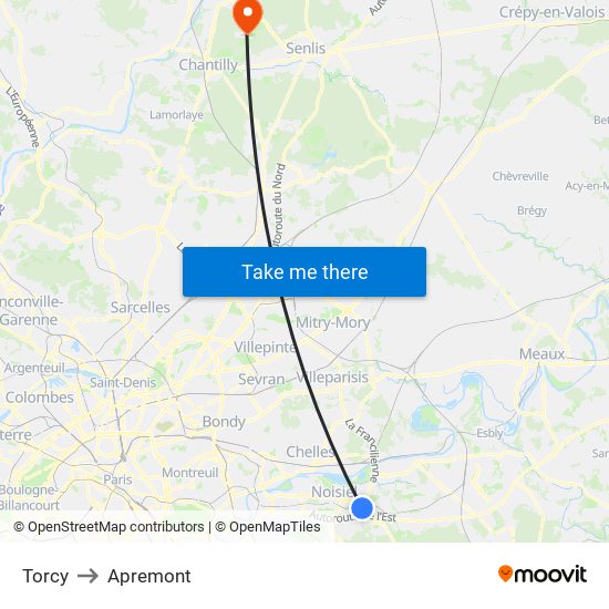 Torcy to Apremont map