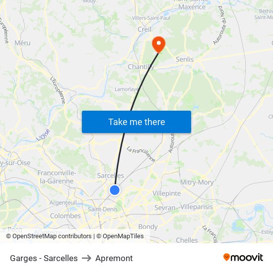 Garges - Sarcelles to Apremont map