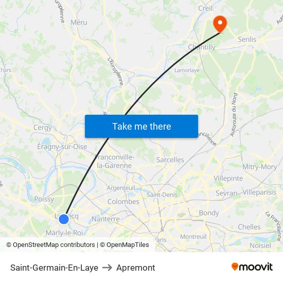 Saint-Germain-En-Laye to Apremont map