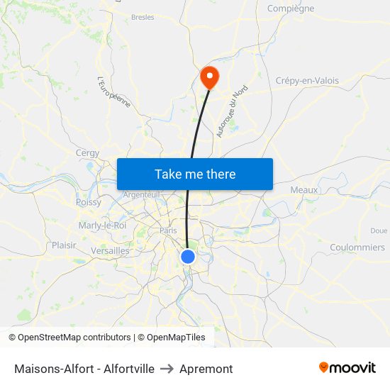 Maisons-Alfort - Alfortville to Apremont map