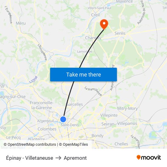 Épinay - Villetaneuse to Apremont map