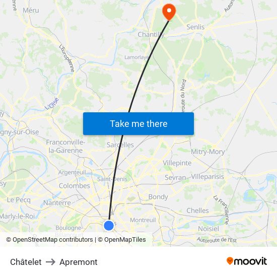 Châtelet to Apremont map