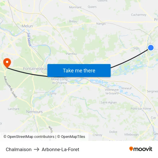 Chalmaison to Arbonne-La-Foret map
