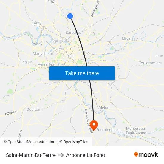 Saint-Martin-Du-Tertre to Arbonne-La-Foret map
