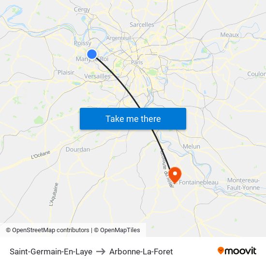 Saint-Germain-En-Laye to Arbonne-La-Foret map