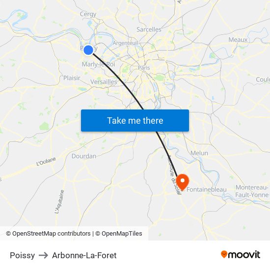 Poissy to Arbonne-La-Foret map