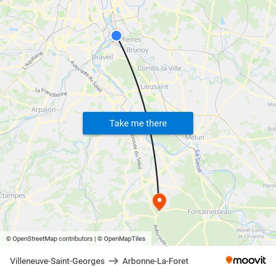 Villeneuve-Saint-Georges to Arbonne-La-Foret map