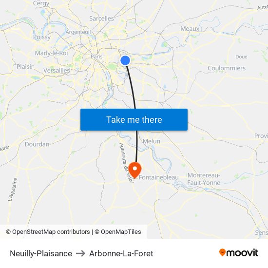 Neuilly-Plaisance to Arbonne-La-Foret map