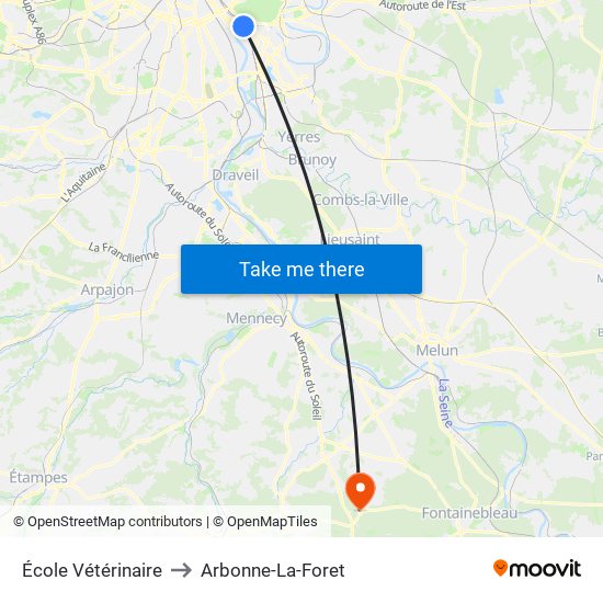 École Vétérinaire to Arbonne-La-Foret map