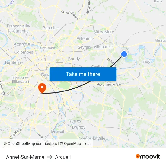 Annet-Sur-Marne to Arcueil map