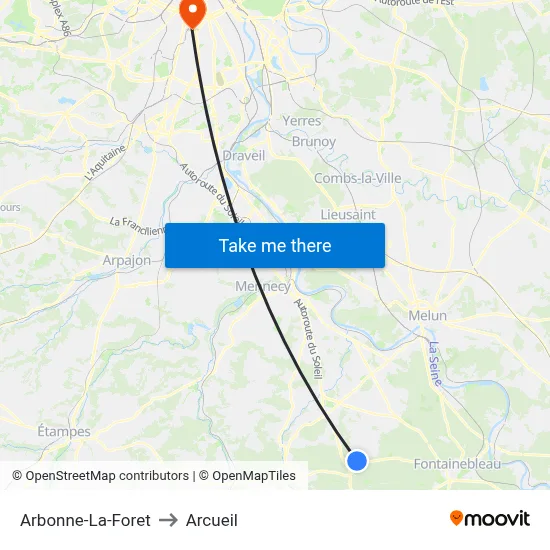 Arbonne-La-Foret to Arcueil map