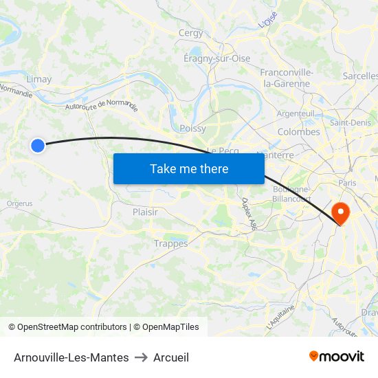 Arnouville-Les-Mantes to Arcueil map