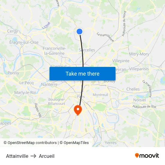 Attainville to Arcueil map