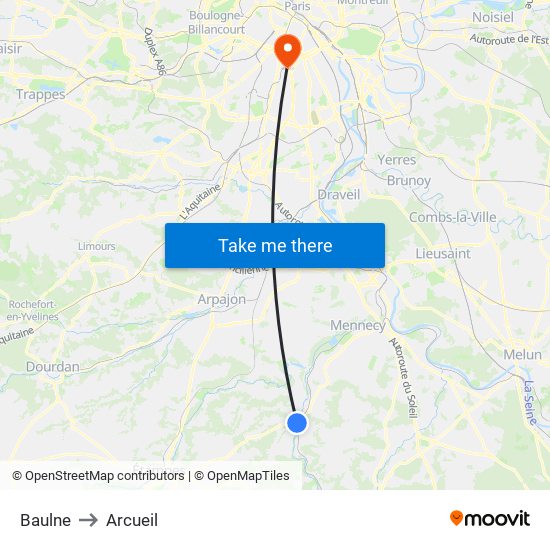 Baulne to Arcueil map