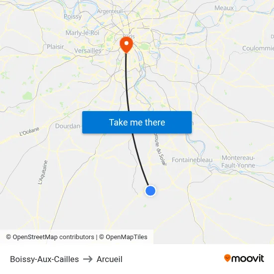 Boissy-Aux-Cailles to Arcueil map
