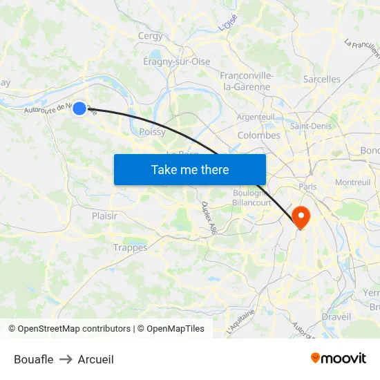 Bouafle to Arcueil map