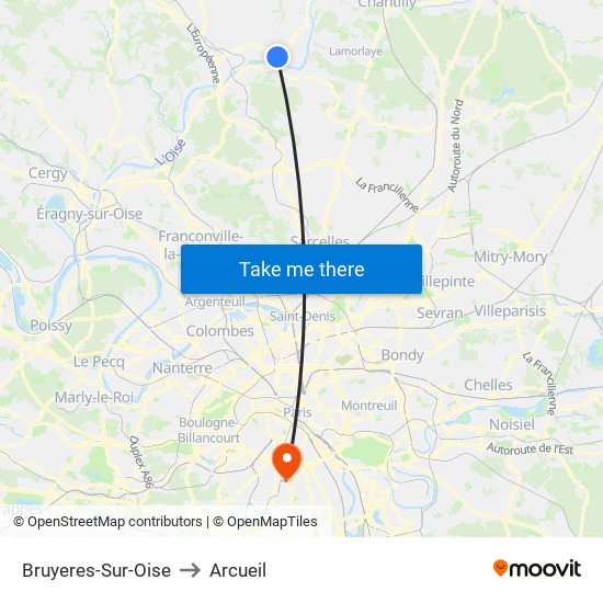 Bruyeres-Sur-Oise to Arcueil map