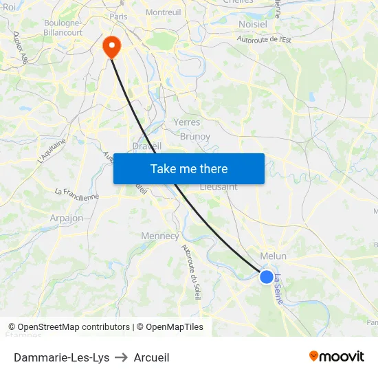 Dammarie-Les-Lys to Arcueil map