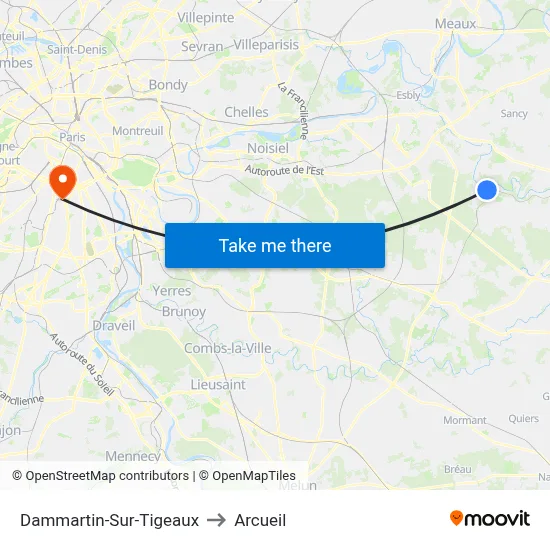 Dammartin-Sur-Tigeaux to Arcueil map