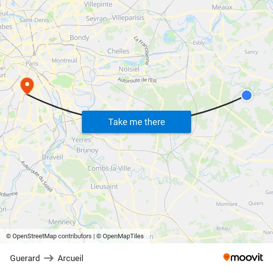 Guerard to Arcueil map