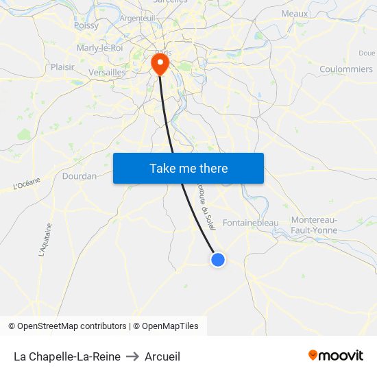 La Chapelle-La-Reine to Arcueil map