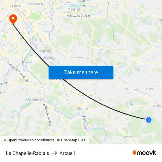 La Chapelle-Rablais to Arcueil map