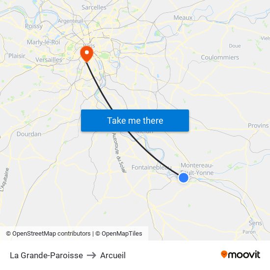 La Grande-Paroisse to Arcueil map