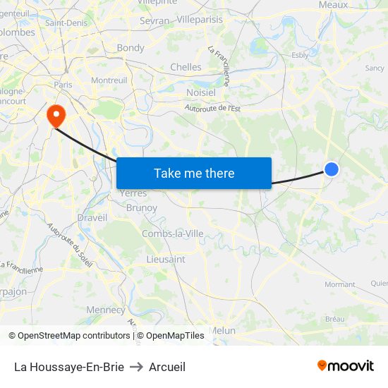 La Houssaye-En-Brie to Arcueil map